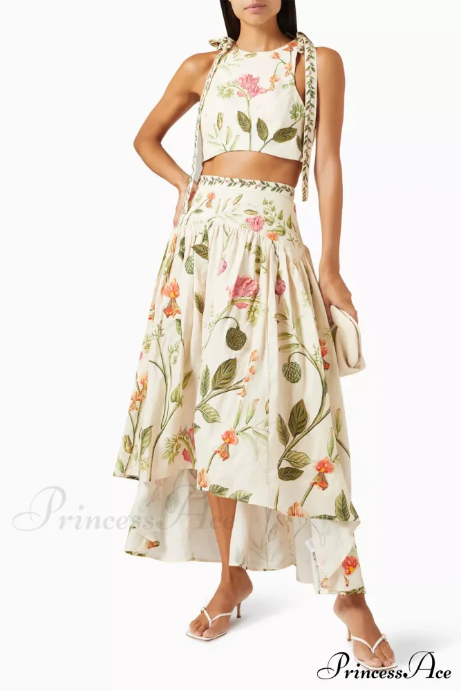 Curua Cultivo Maxi Skirt Graceful and Top in Linen Set