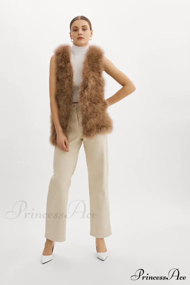 Selma Black Stylish Feather Vest