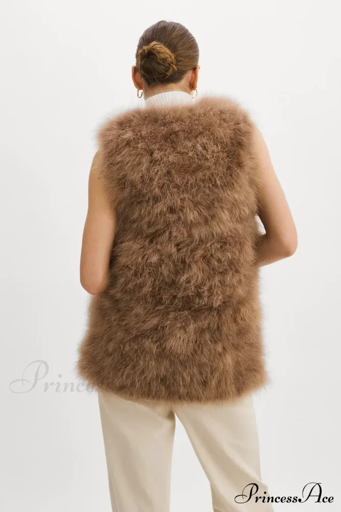 Selma Black Stylish Feather Vest - Image 4