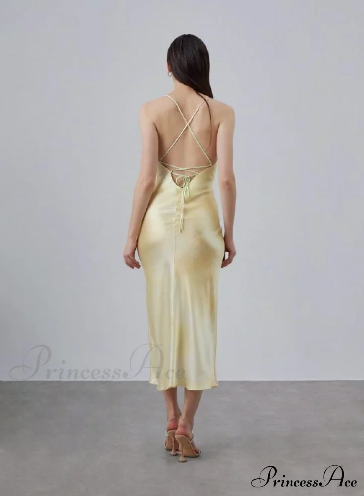 90s Forever Cowl Neck Graceful Maxi Silk Slip Dress - Image 5