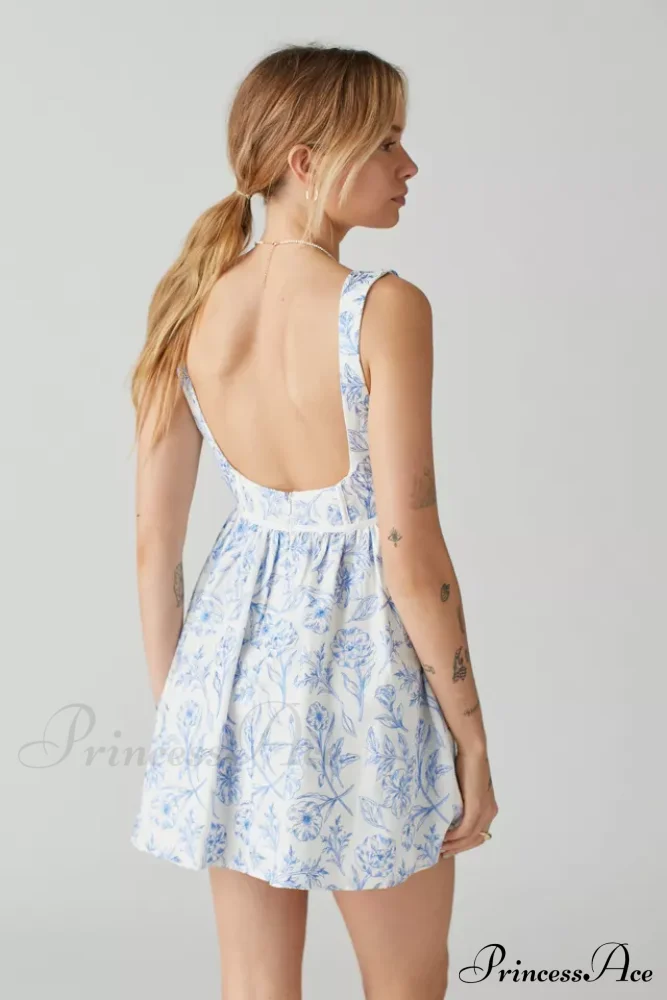 Maisie Linen Stylish Floral Mini Dress - Image 4
