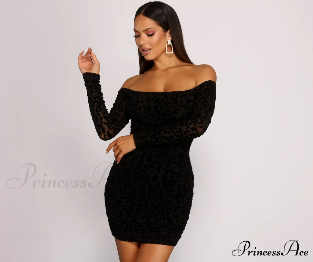 Burnout Mesh Leopard Charming Print Mini Dress