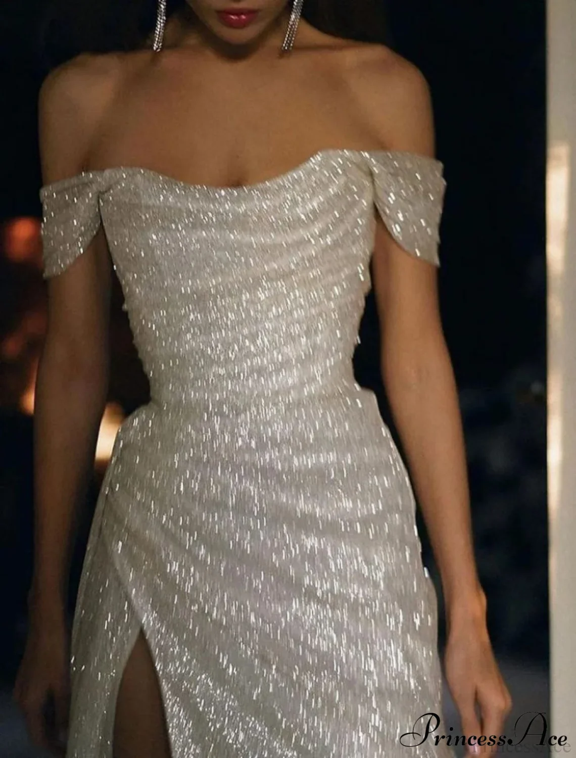 Kaliyah Formal High Charming Slit Lurex Dress - Image 3