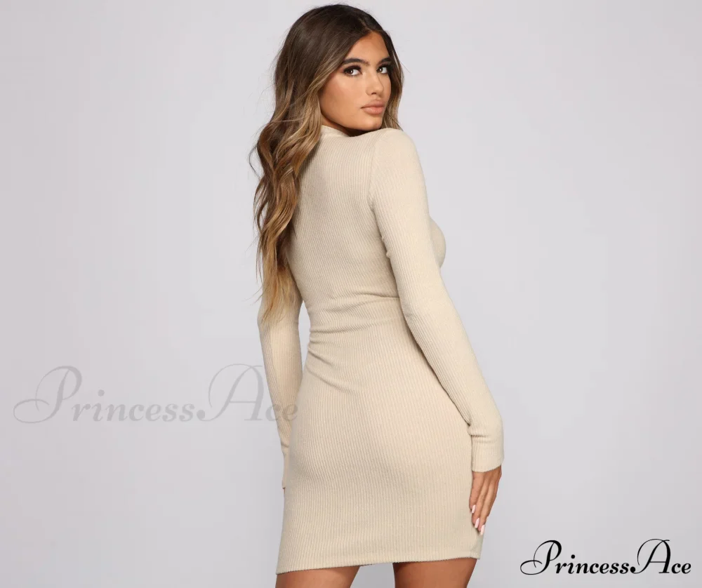 Basic Babe Ribbed Charming Knit Mini Dress - Image 6