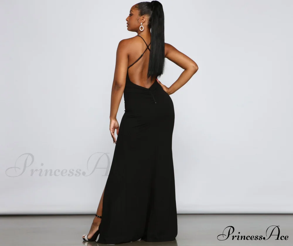 Amelie Formal High Charming Slit Crepe Dress - Image 4