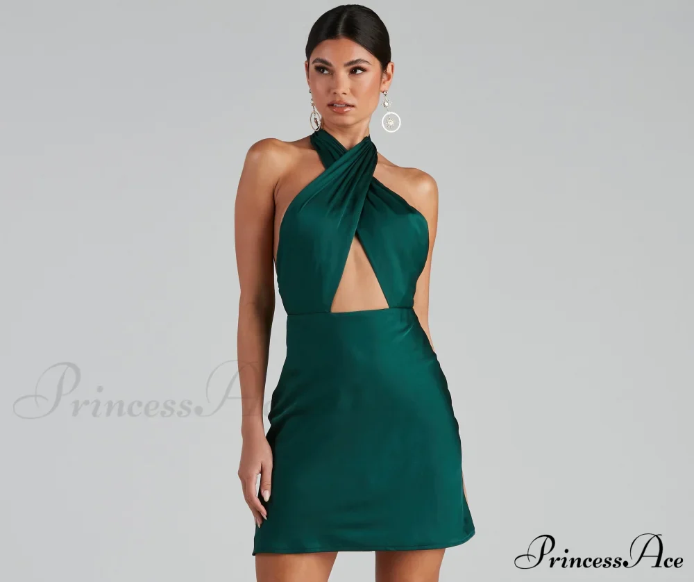 Flirtatious Flare Stylish Halter Skater Dress