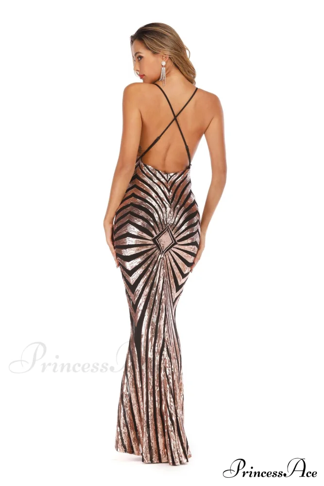 Aubrie Formal Stylish Sequin Scroll Dress - Image 7