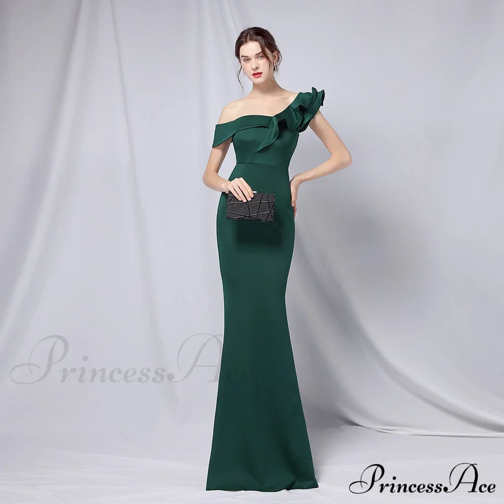 Delana Formal One Charming Shoulder Satin Dress - Image 3