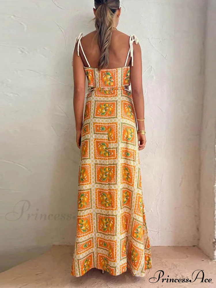 Unique Lemon Stylish Print Strappy Dress - Image 3