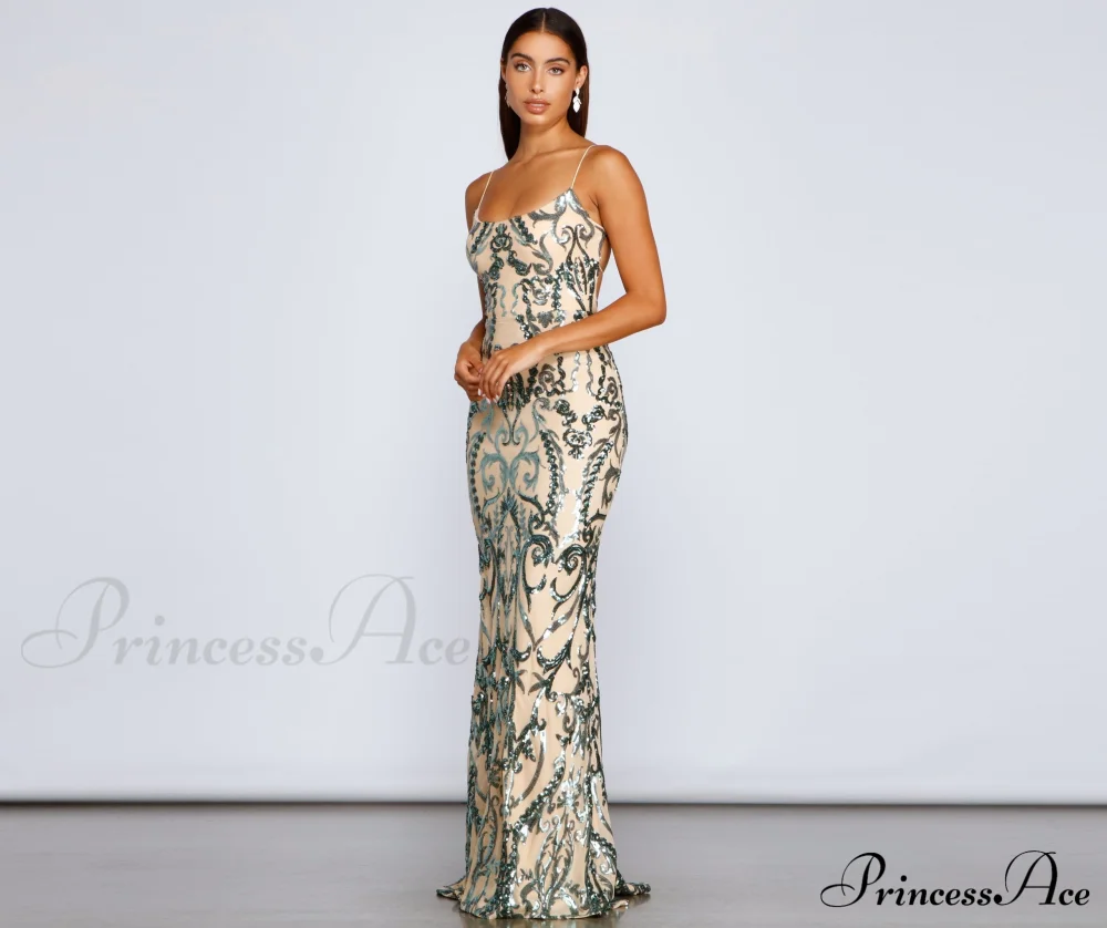 Luana Formal Open Charming Back Sequin Dress - Image 2
