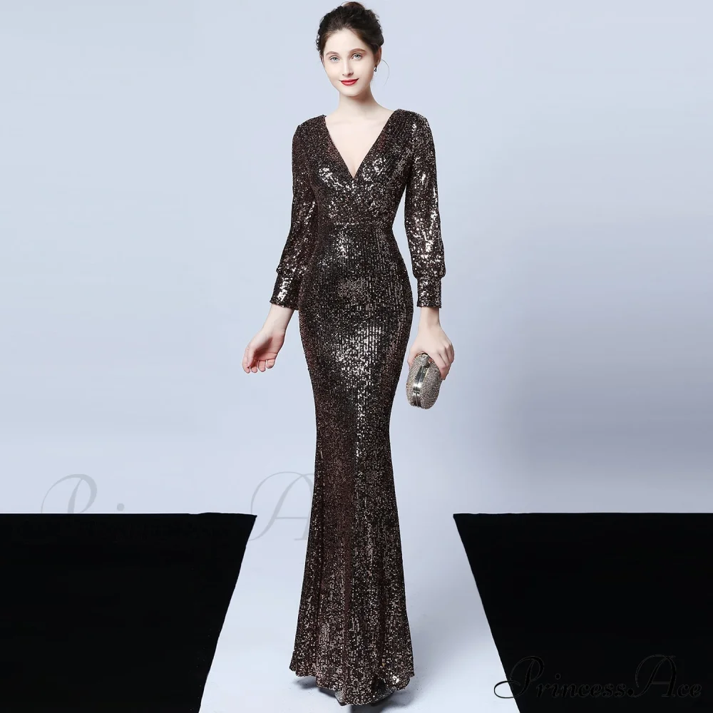 Ella long-sleeve sequined Charming formal fishtail dress - Image 27