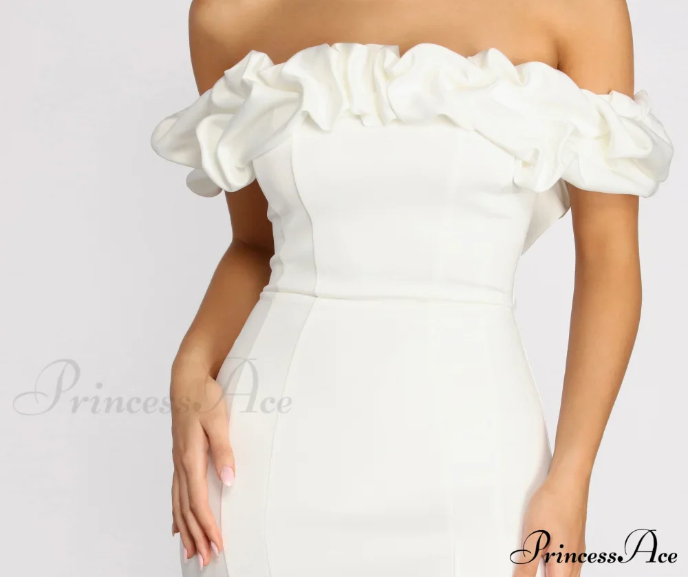 Kiari Formal Off Charming the Shoulder Ruffled Dress - Image 9