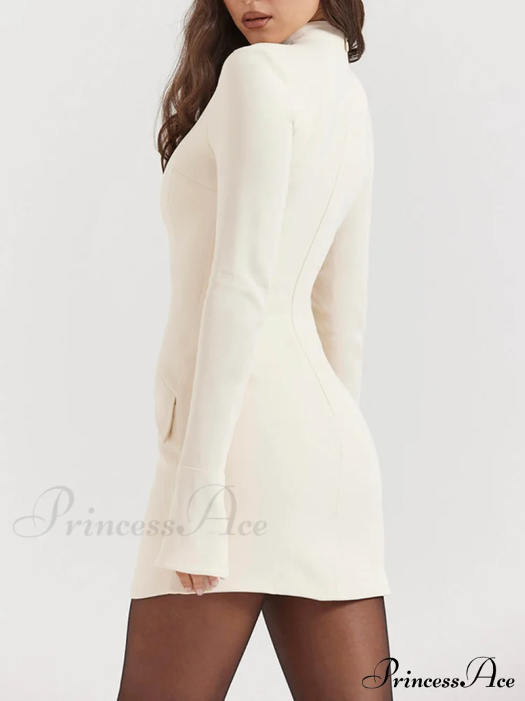 Vintage Cream Stylish Mini Dress - Image 5