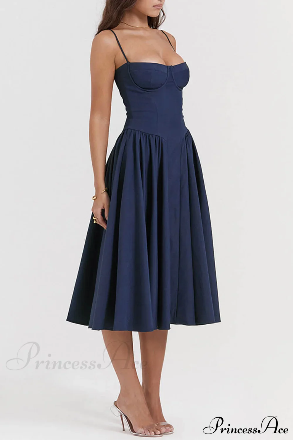 V-Neck Strapless Stylish Midi Dress - Image 6