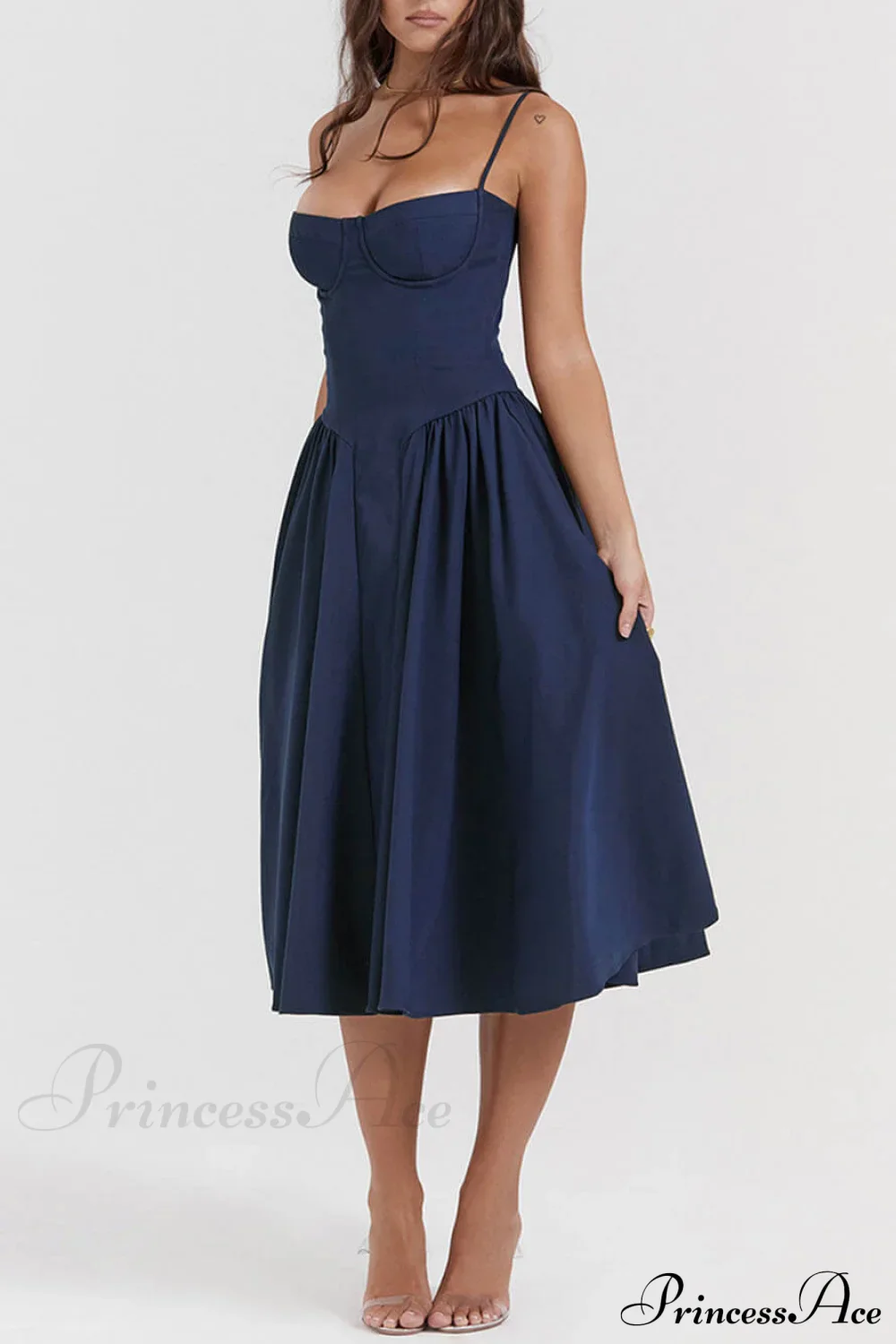 V-Neck Strapless Stylish Midi Dress - Image 7