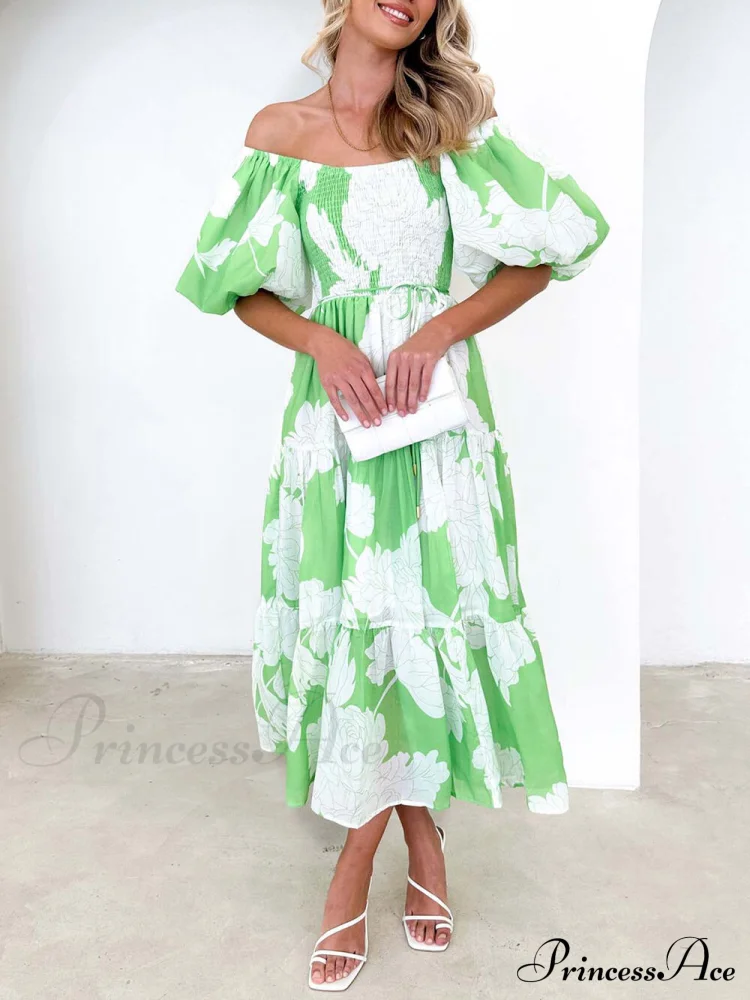 Unique Floral Print Patchwork Graceful Up Pleated Maxi Dress - Image 4