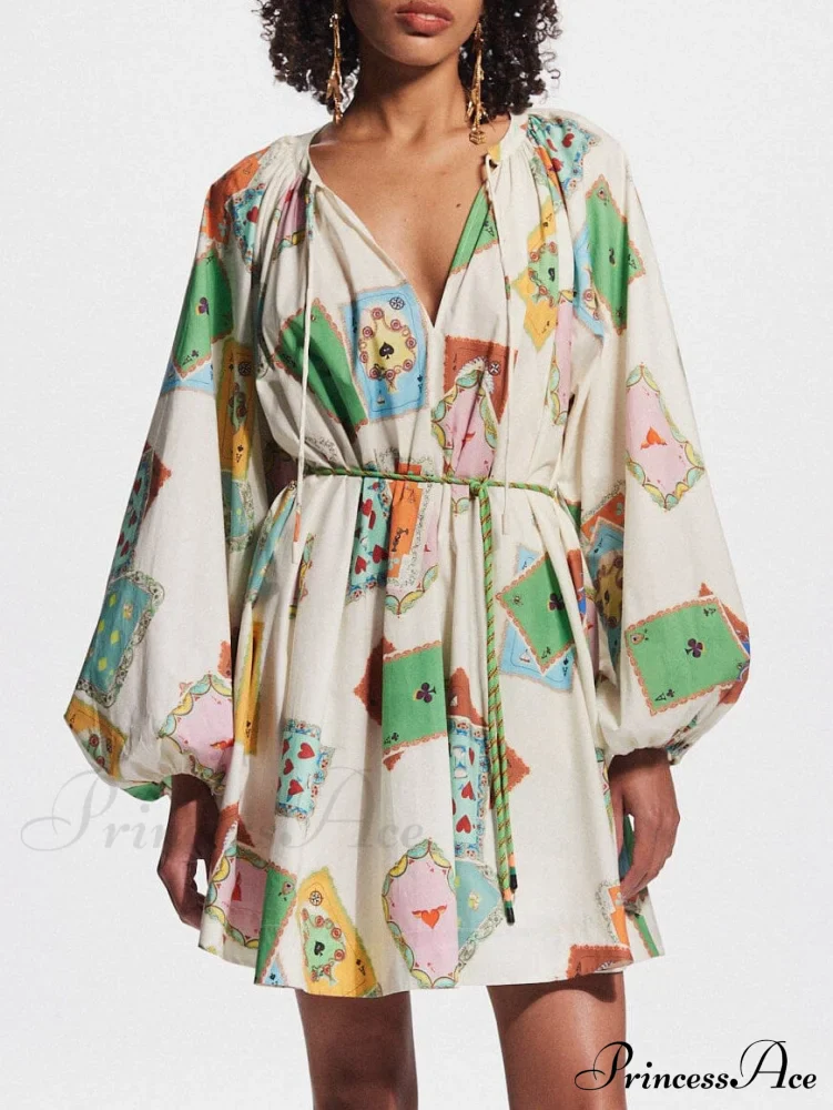 Unique Art Print Bubble Graceful Long Sleeve Versatile Mini Dress