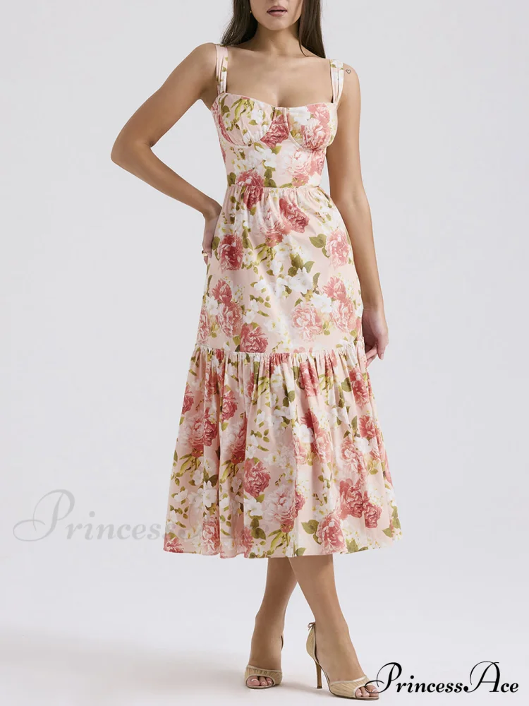 Sweet Spicy Style Charming Floral Backless Midi Dresses - Image 2