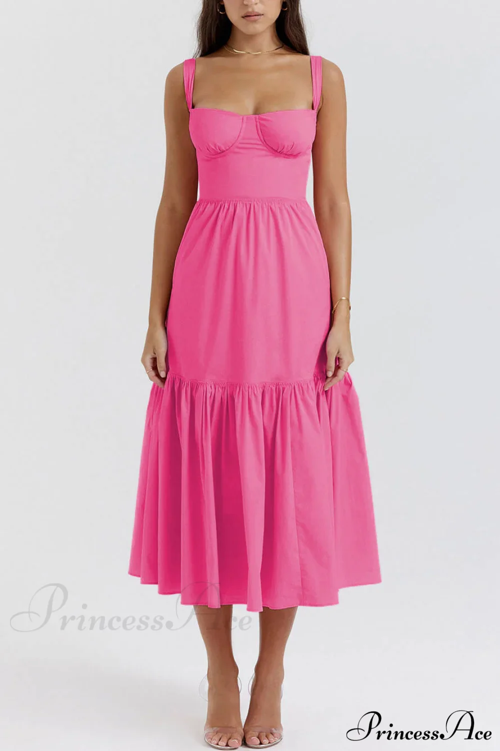 Strap Solid Color Charming A-Hem Midi Dress - Image 4