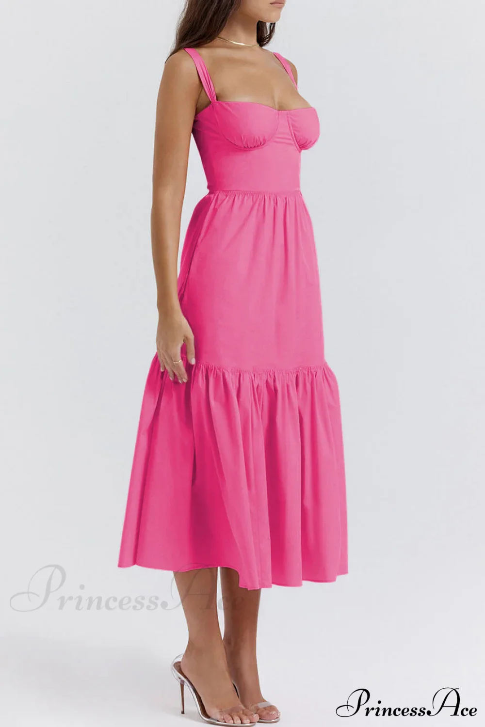 Strap Solid Color Charming A-Hem Midi Dress - Image 7