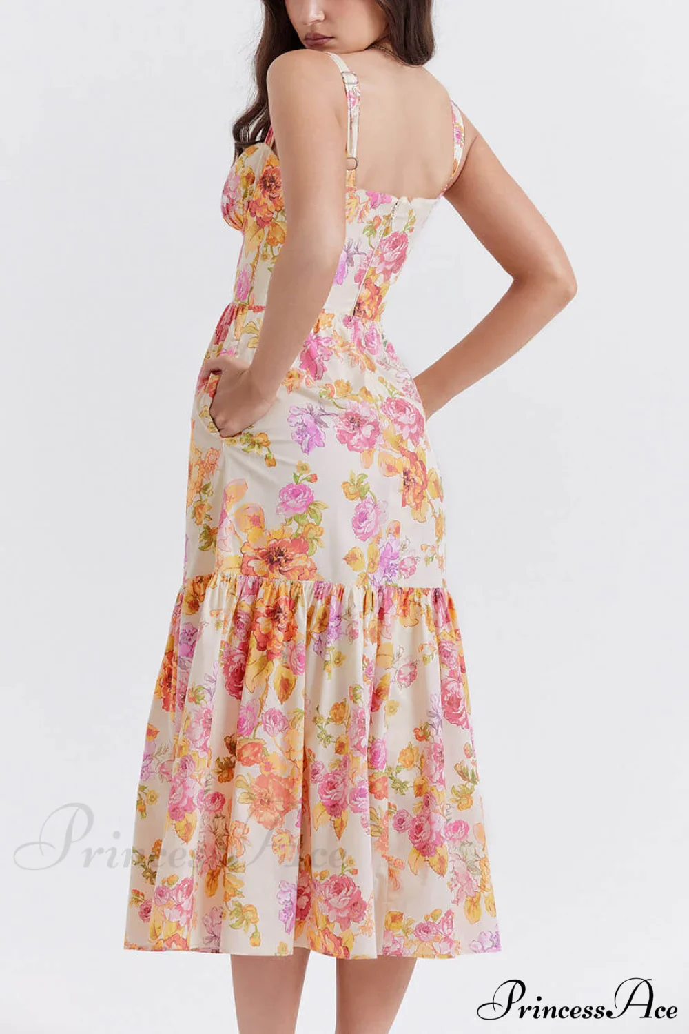 Strap A-Hem Stylish Floral Midi Dress - Image 13