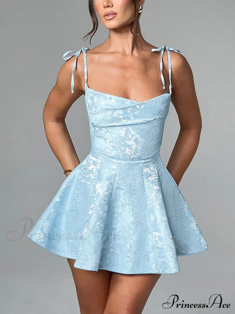 Jacquard Texture Suspender Charming Slimming A-Hem Mini Dress