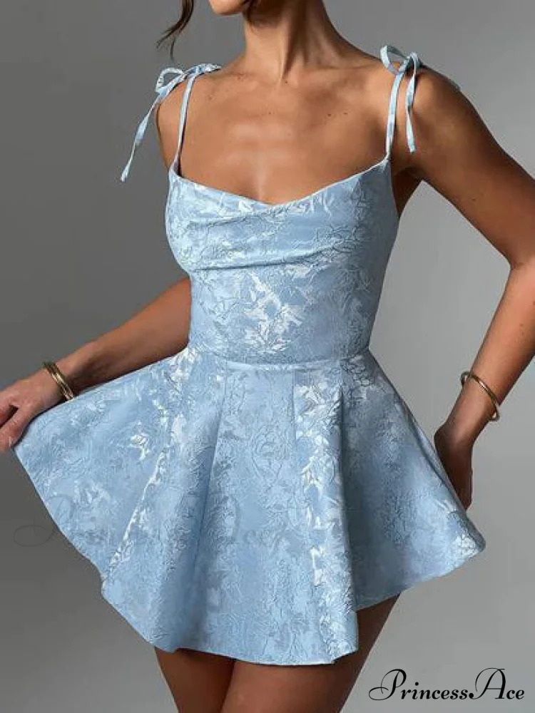 Jacquard Texture Suspender Charming Slimming A-Hem Mini Dress - Image 2