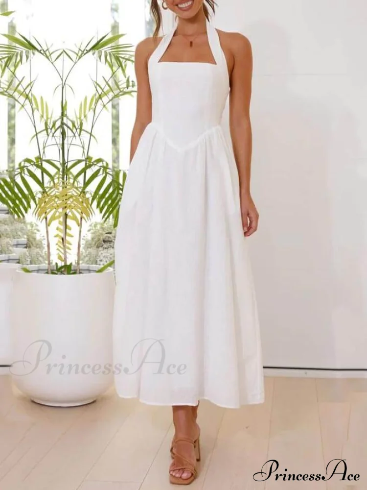 Halter Neck Waist Little Graceful Black Dress Mid Length Dress - Image 6