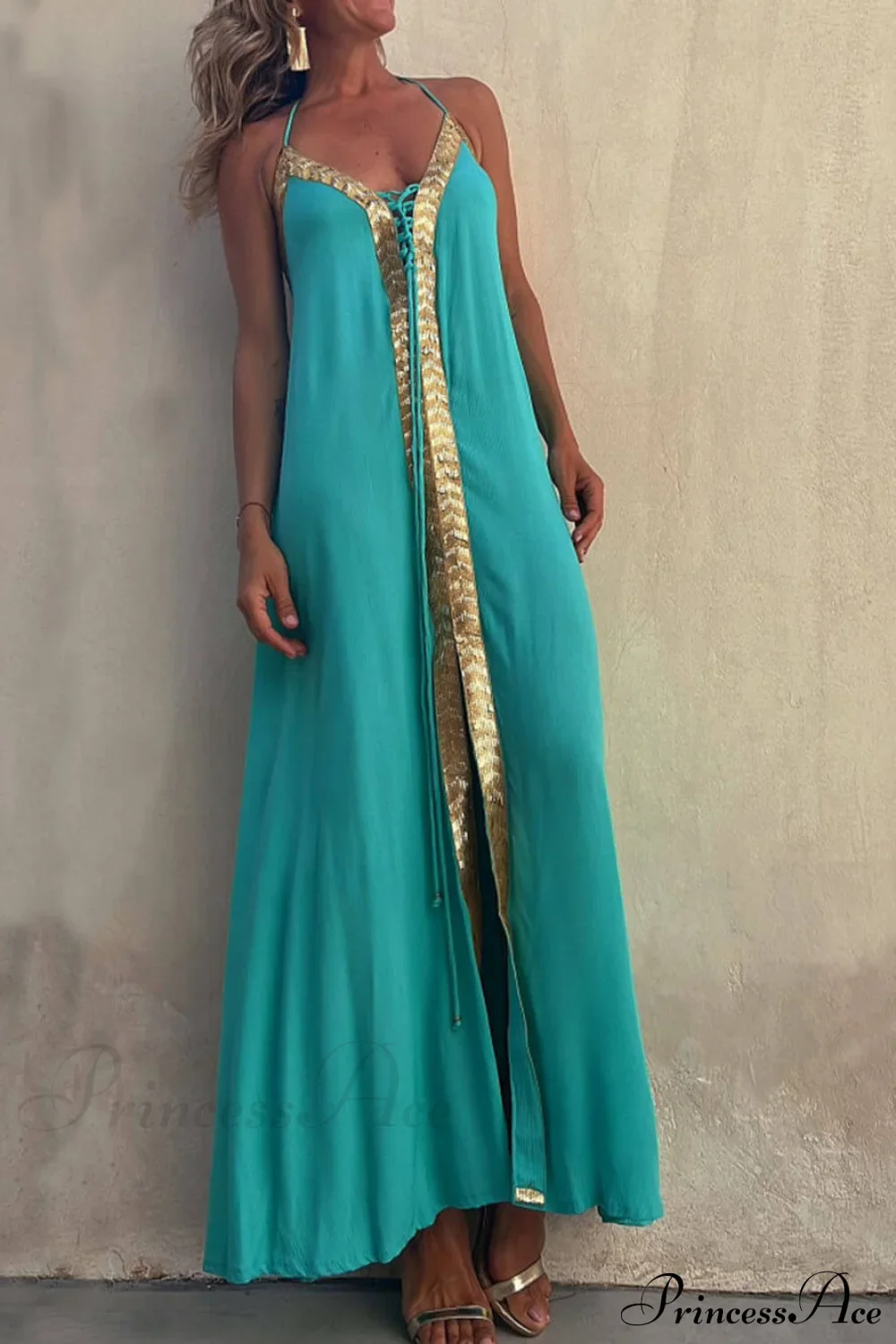 Halter Neck Casual Charming Resort Maxi Dress