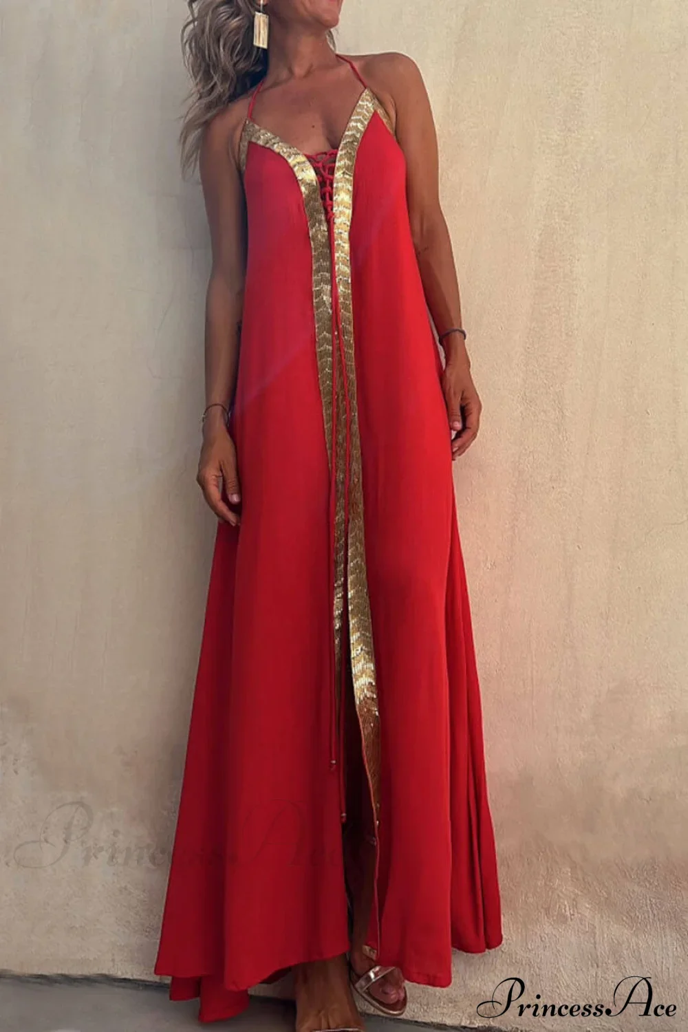 Halter Neck Casual Charming Resort Maxi Dress - Image 5