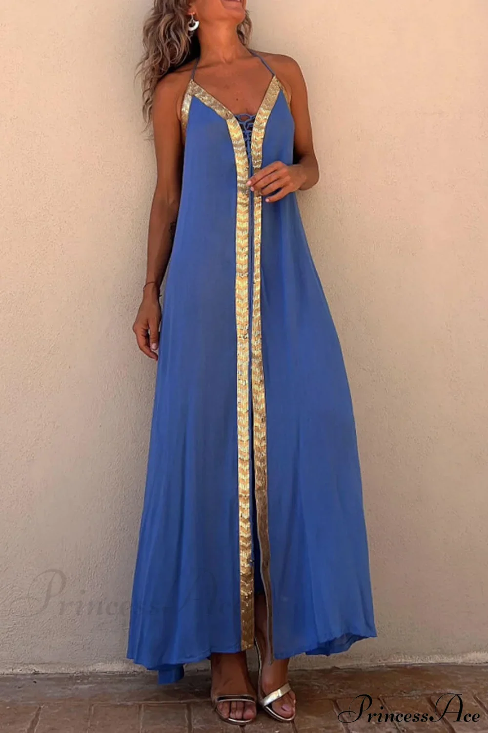 Halter Neck Casual Charming Resort Maxi Dress - Image 7