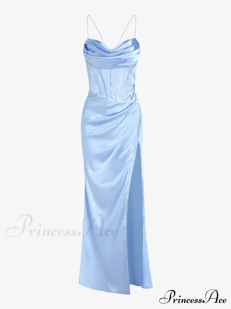 Fitted Satin Stylish Maxi Dress - Image 8