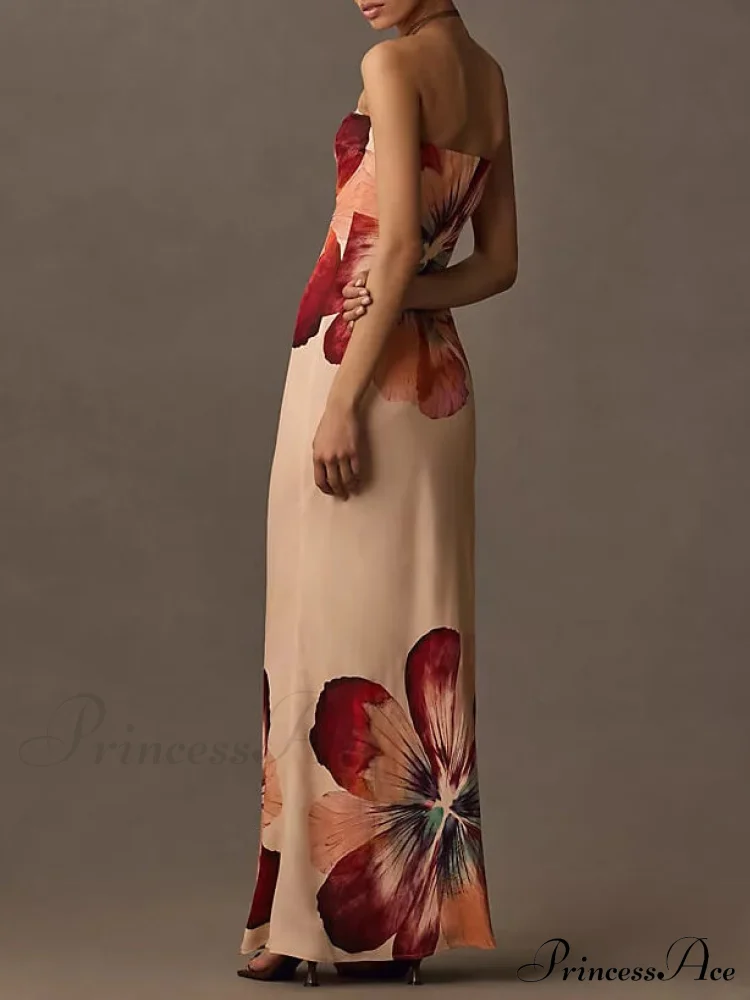 Printed Sexy Tube Top Graceful Slim Fit Midi Dress - Image 3