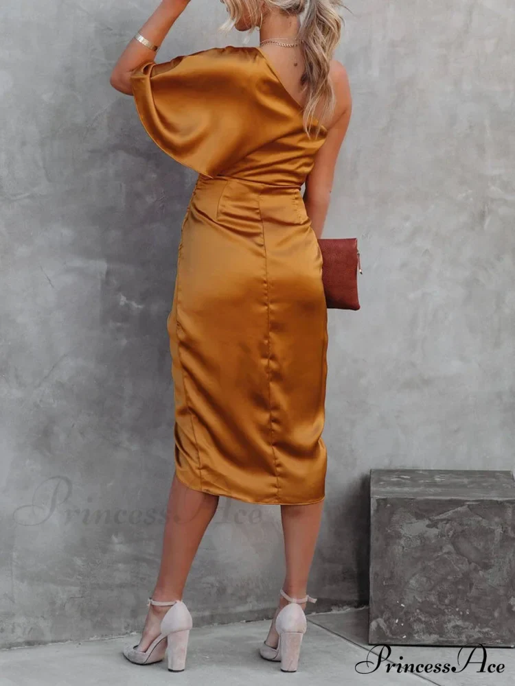 Single Sleeve Stylish Irregular Evening Dress - Image 8