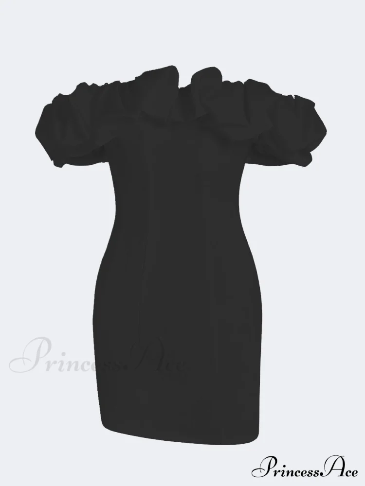 Satin Ruffled Stylish Strapless Mini Dress - Image 6