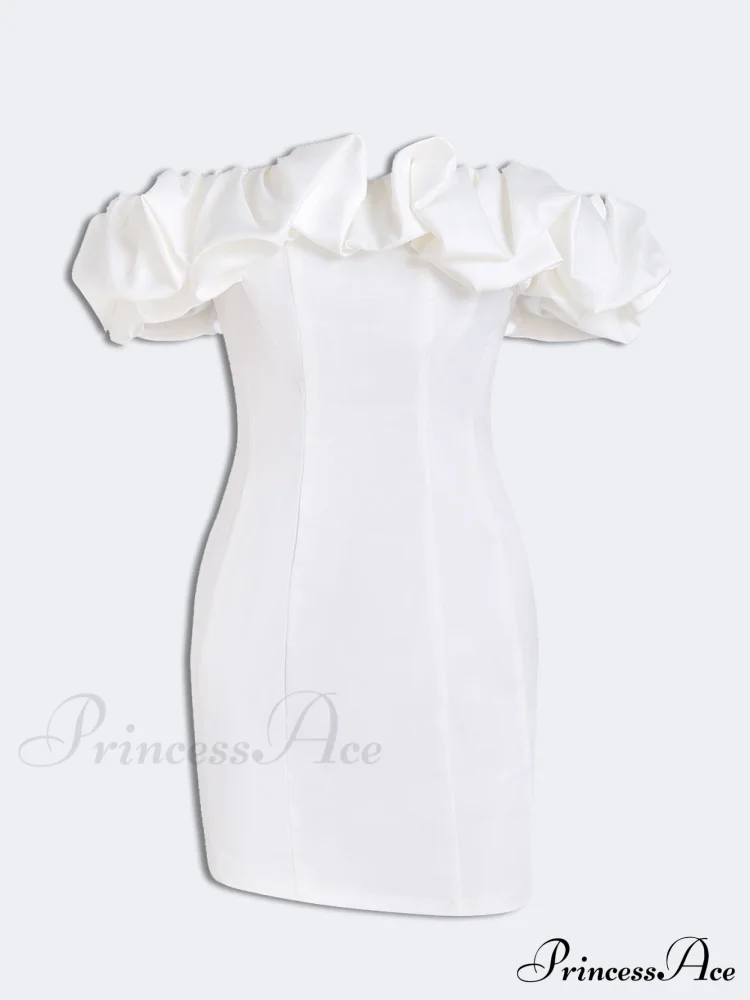 Satin Ruffled Stylish Strapless Mini Dress - Image 8