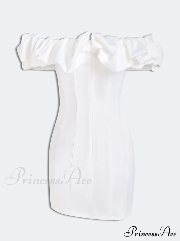 Satin Ruffled Stylish Strapless Mini Dress - Image 9