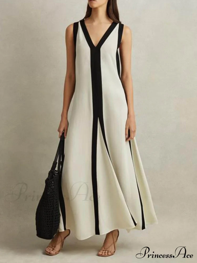 Reversible Style Colorblock Charming A-Line Maxi Dress - Image 2