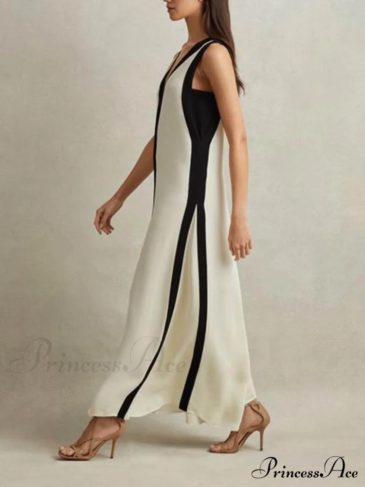 Reversible Style Colorblock Charming A-Line Maxi Dress - Image 3