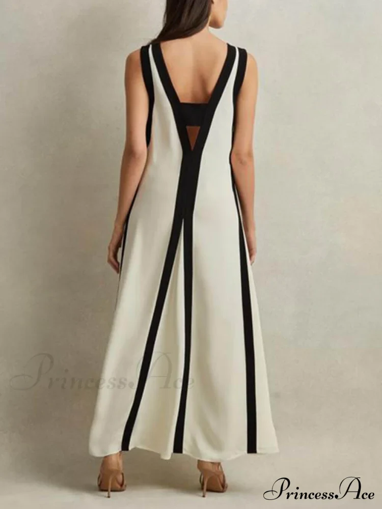 Reversible Style Colorblock Charming A-Line Maxi Dress - Image 4