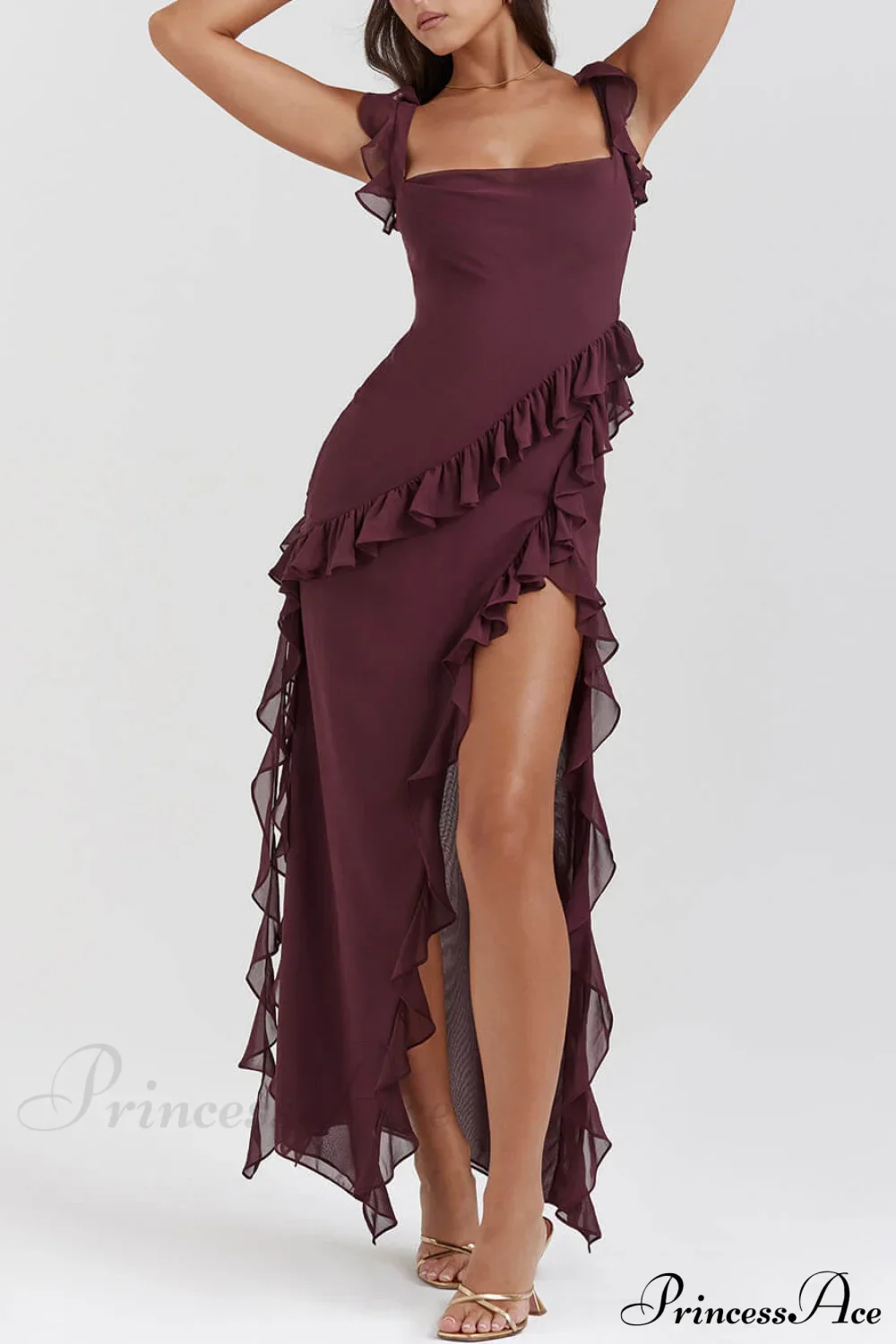 Mulberry Ruffle Maxi Dress - Image 5