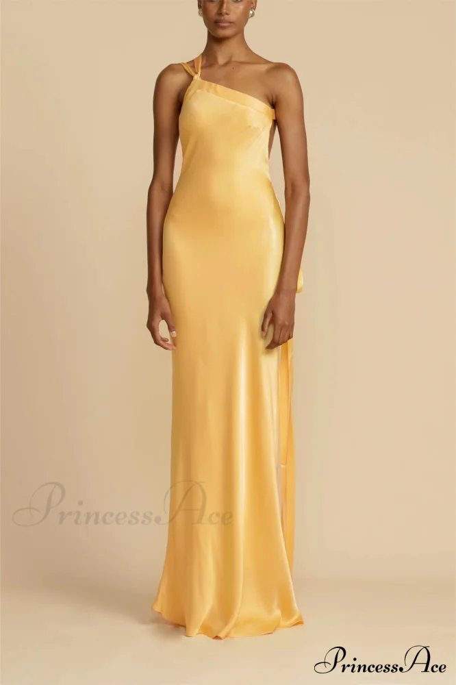 Moonlit Satin Asymmetrical Backless Maxi Dress - Image 5