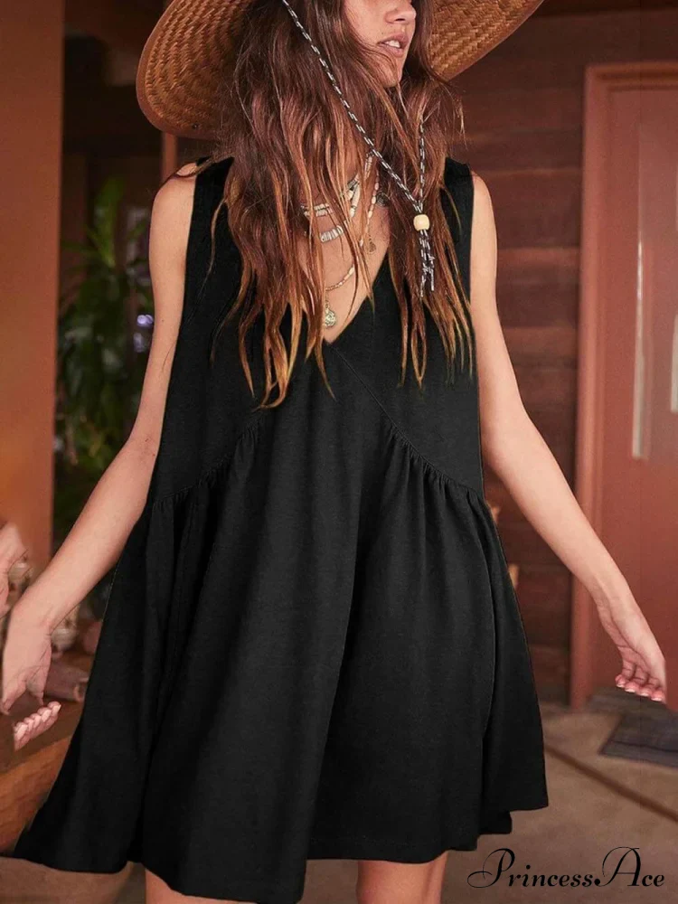 Deep V Wide Charming Strap Mini Tank Dress - Image 5