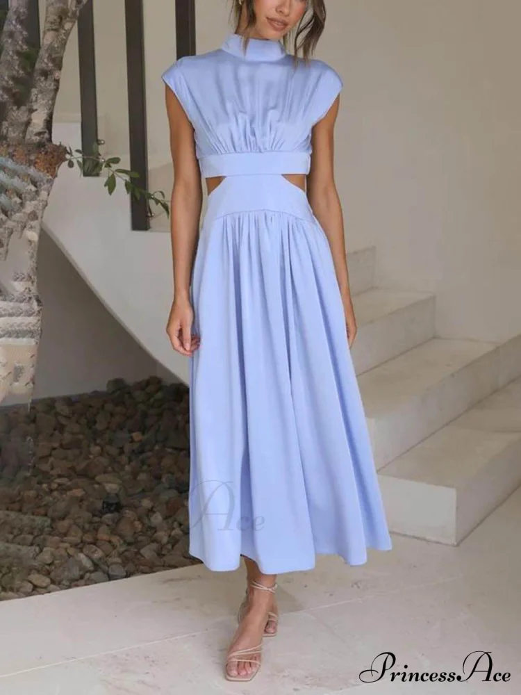 Cutout Waist Pocketed Charming Vacation Midi Dress - Image 5