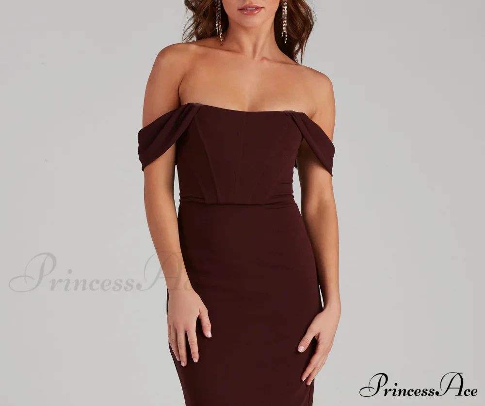Sheila Crepe Corset Charming Midi Formal Dress - Image 11