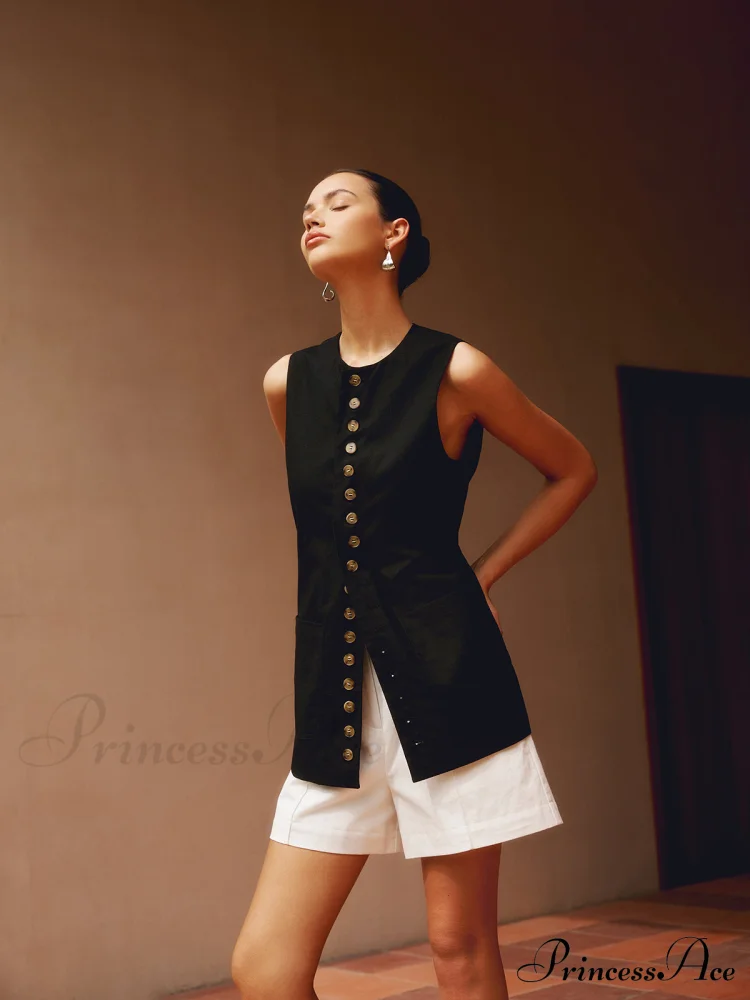 Cotton & Graceful Linen Button-Front Vest - Image 2