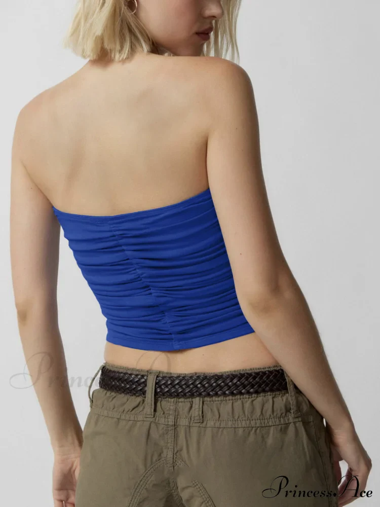 Drawstring Ruched Graceful Crop Tube Top - Image 2