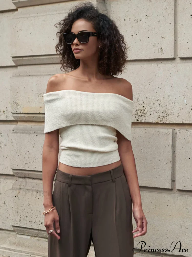 Creamy Off-Shoulder Graceful Knit Top - Image 4