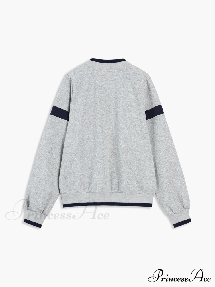 Contrast Trim Graceful Oversized Sweatshirt - Image 5