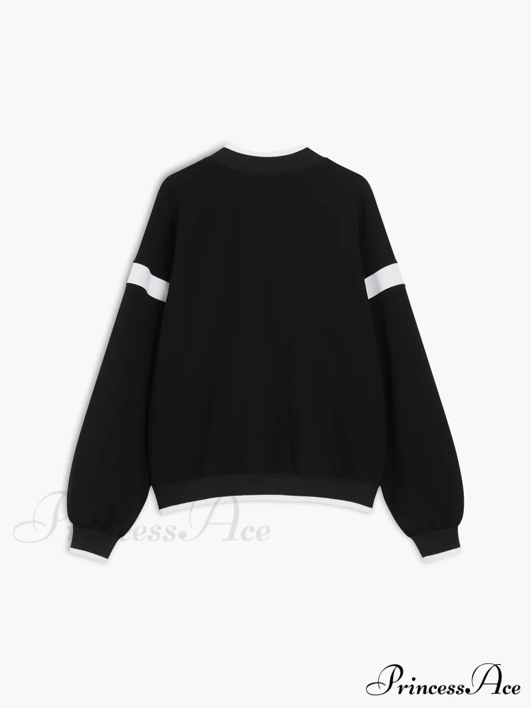 Contrast Trim Graceful Oversized Sweatshirt - Image 9